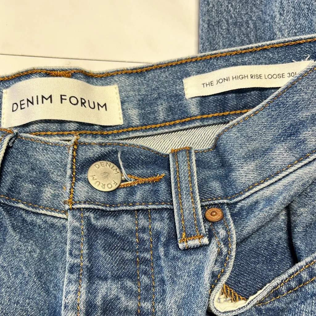 Denim Forum Aritzia Joni high rise loose button fly denim jeans 30 length sz 25 Blue - Image 4