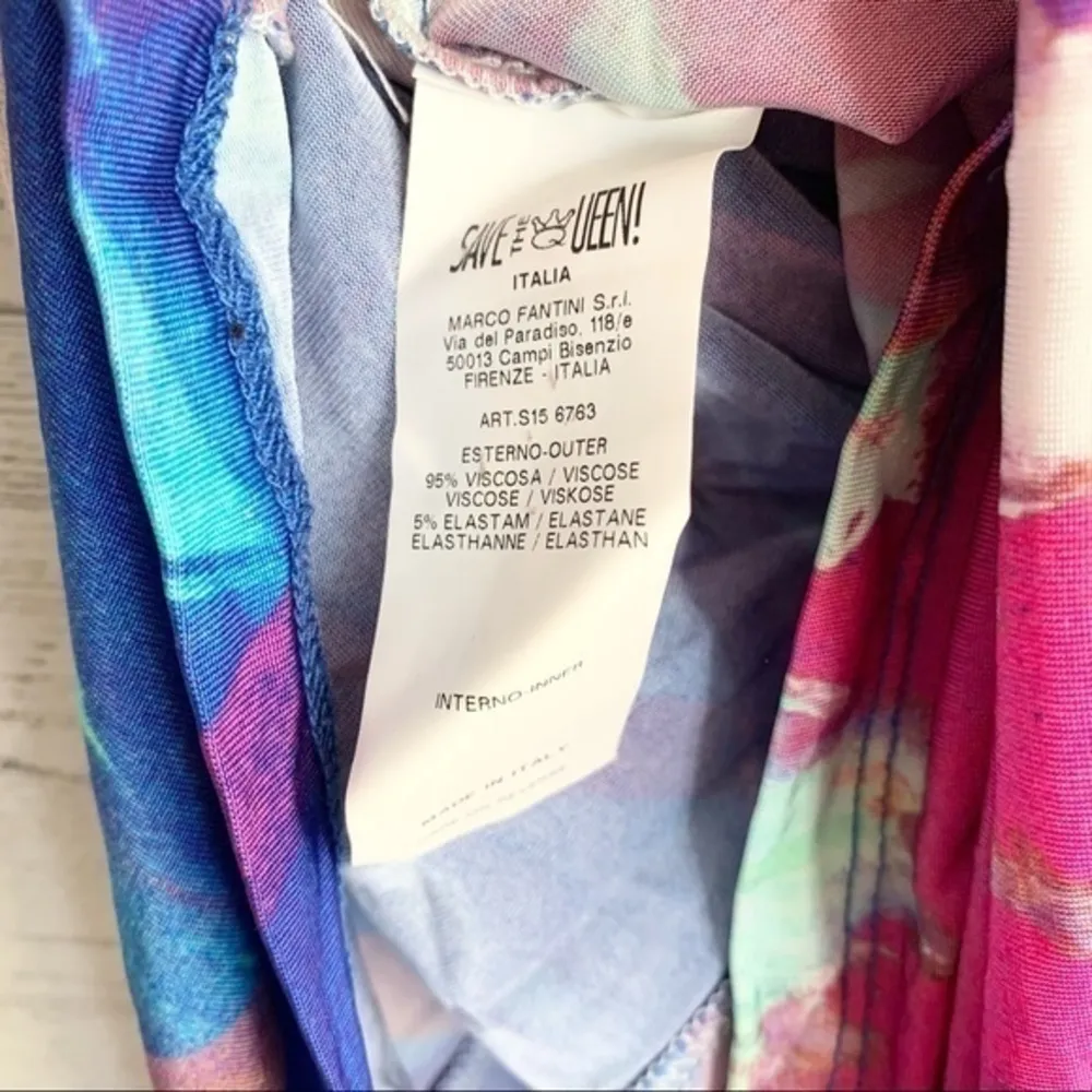 Save the Queen Scoop Neck Abstract Ruched Sleeve Top Size M - Image 3