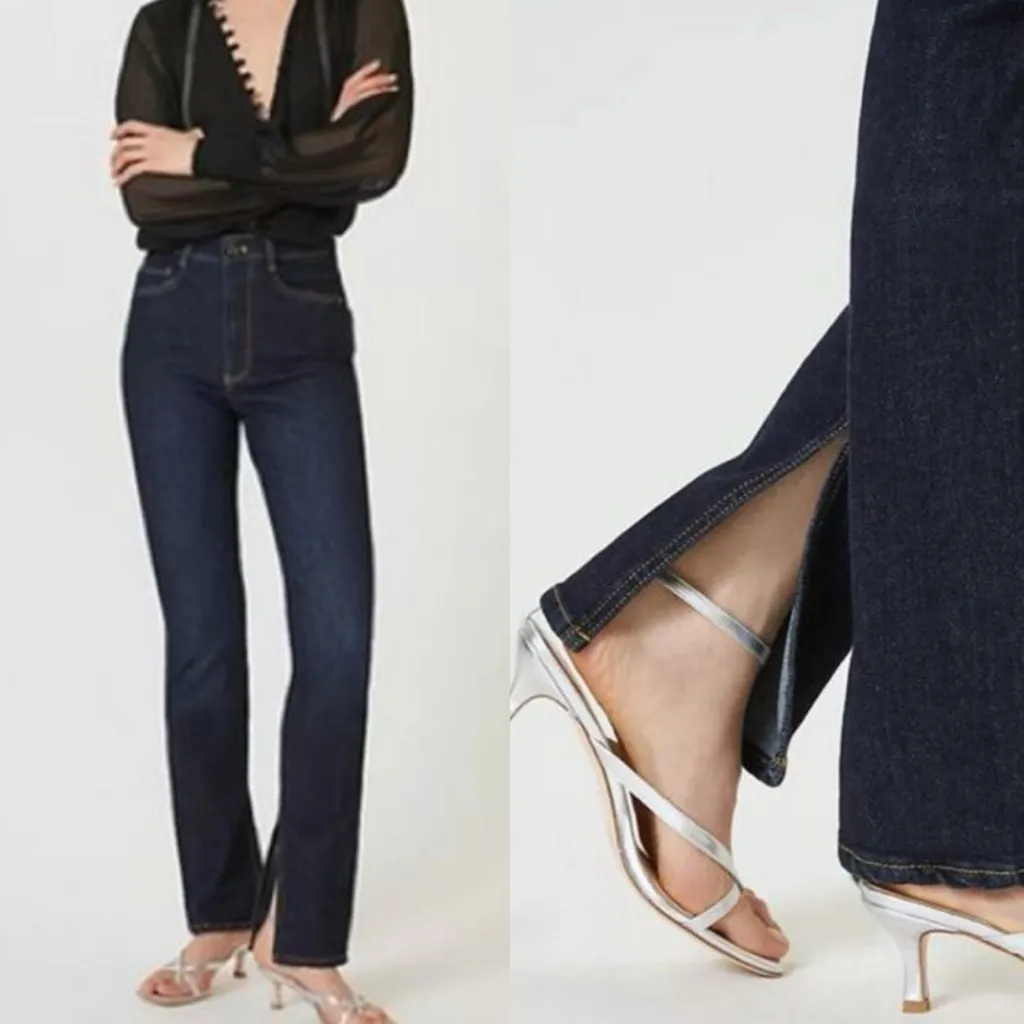 Anthropologie‎ Pilcro The Split Straight Jean High Rise Dark Wash Size 29 - Image 2