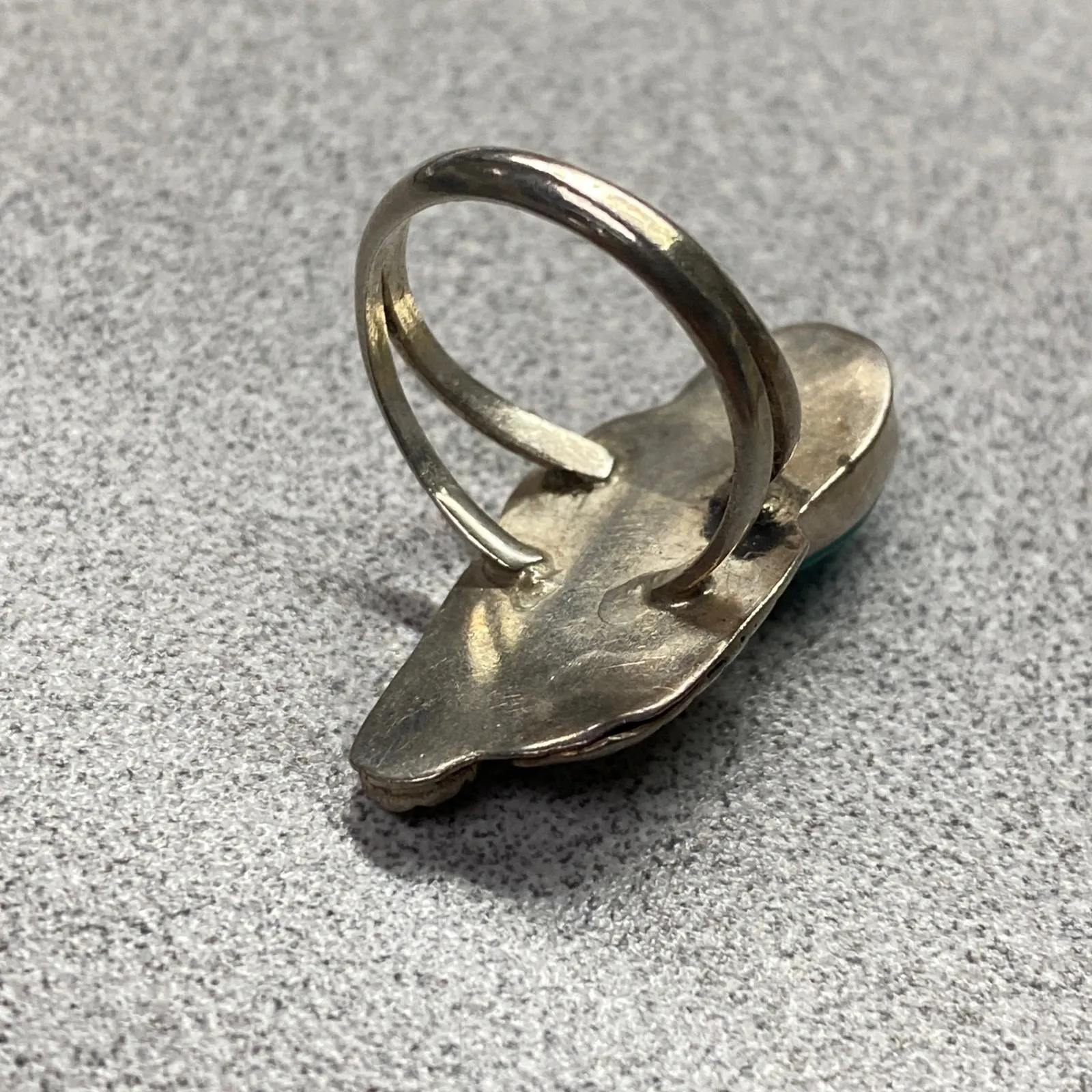 Sterling Silver Turquoise Feather Native American Style Statement Ring Size 4.5 - Image 2