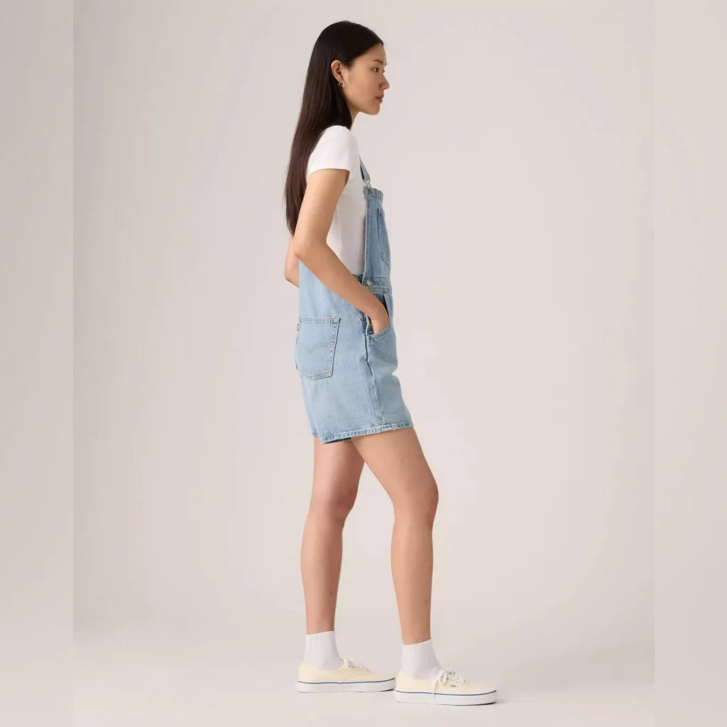 Levi's Women's Light Blue Denim Overalls VINTAGE WOMEN'S SHORTALLS new with tags - Image 2