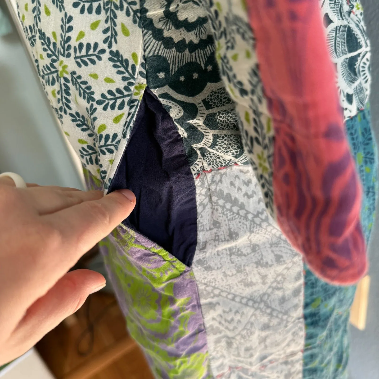 Anthropologie | Lilka Multicolor Patchwork Quilted Cotton Robe XS - Image 9