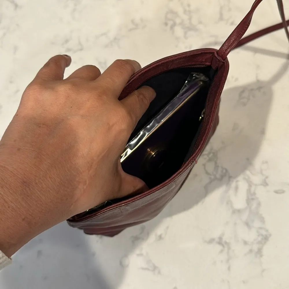 Vintage leather mini shoulder bag chic lightweight bohemian minimalist neutral Brown - Image 11