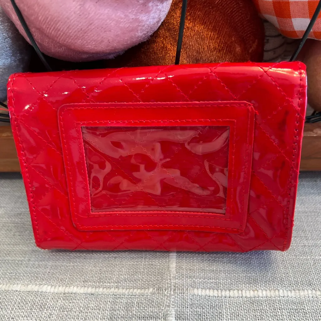 Red Quilted Women's Bag with ID slot - Image 2