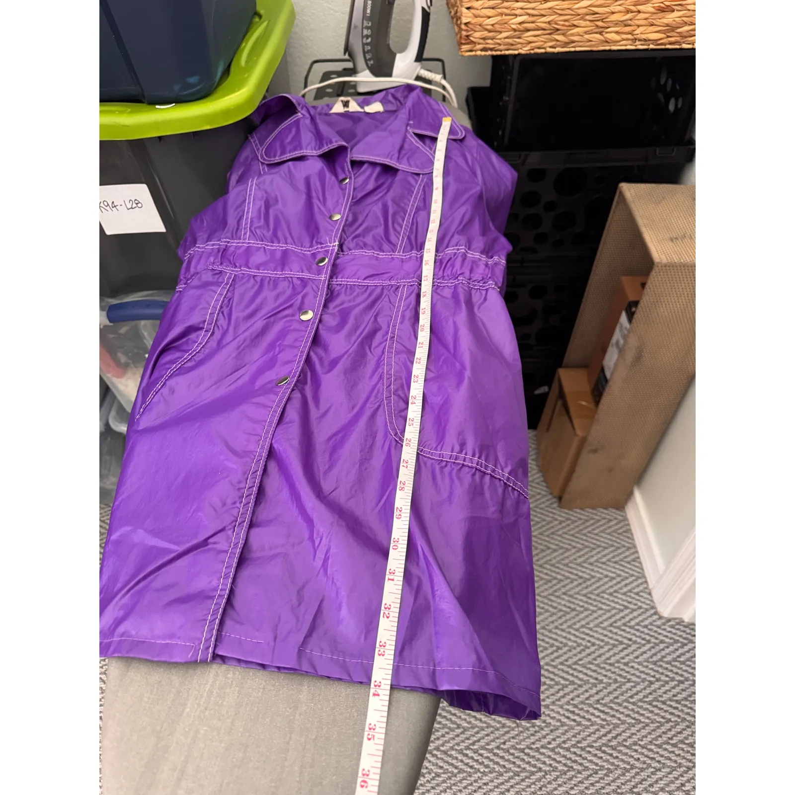 Vintage 1970s Purple Nylon Rain Coat Snap - Image 11
