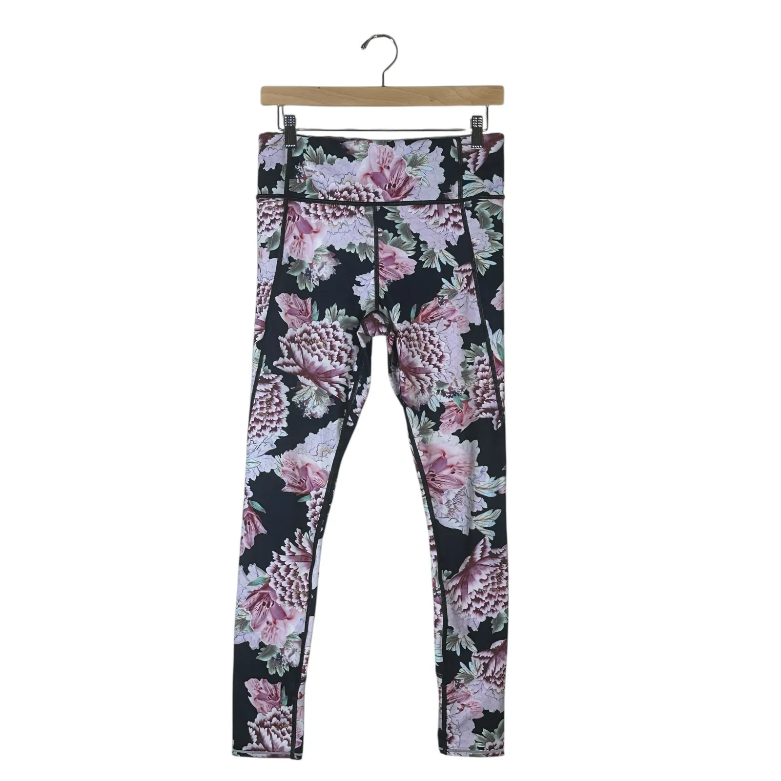 Athleta Run Free Leggings Womens S Pink Floral High Rise Stretch Athleisure - Image 2