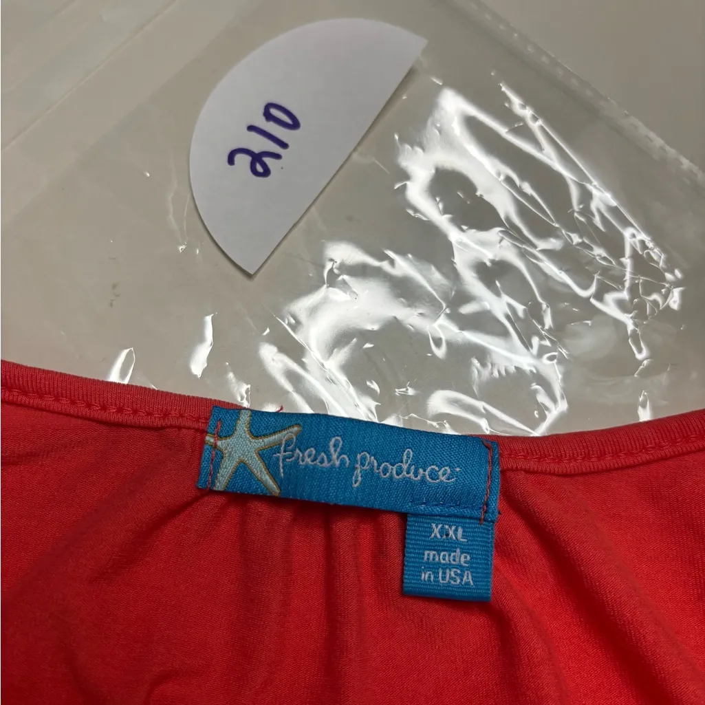 Fresh Produce Emma Swing Dress Coral Ruched V Neck Size XXL Short Sleeve USA - Image 5