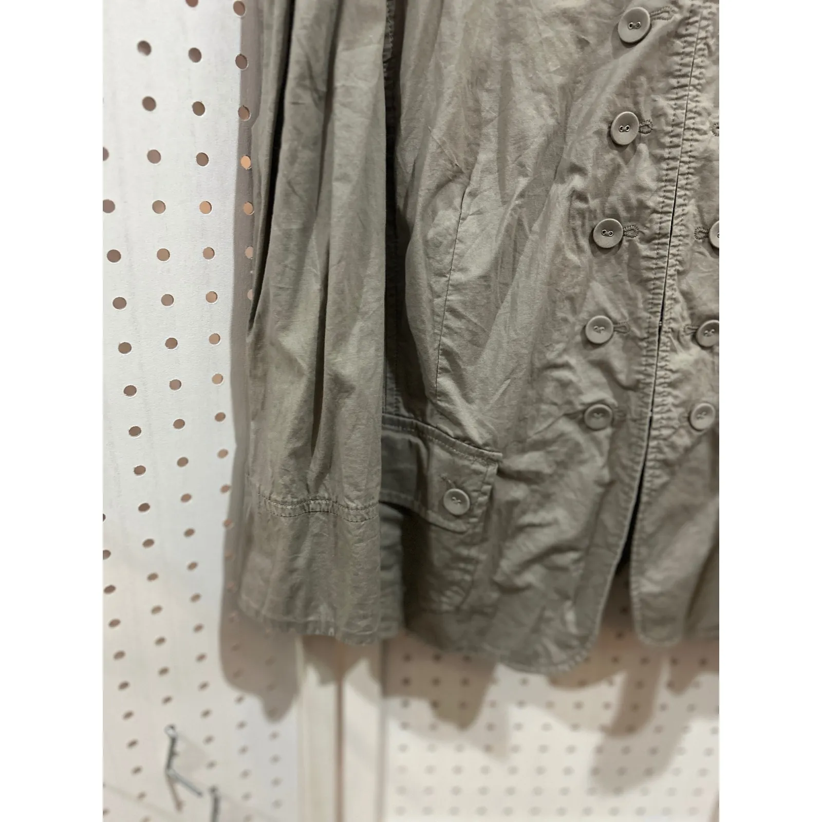 INC International Concepts Womens Jacket Taupe Double Breasted Mandarin XL Tan - Image 3