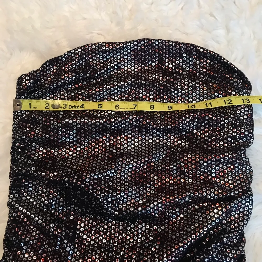 Express strapless metallic bodycon party dress with side ruching small Eras Tour - Image 12