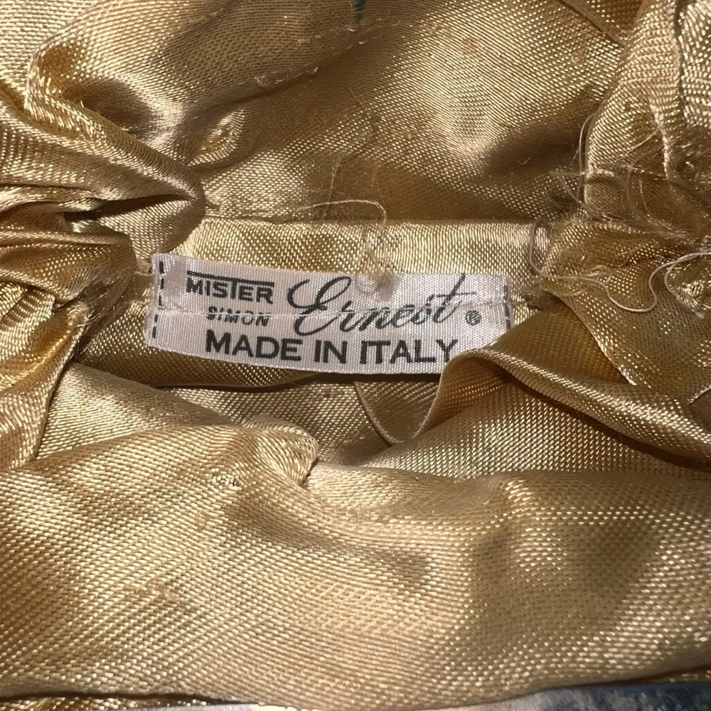 Vtg. Italian Mister Simon🦎Tapestry Purse Embroidered Evening Bag🌵 Gold - Image 8