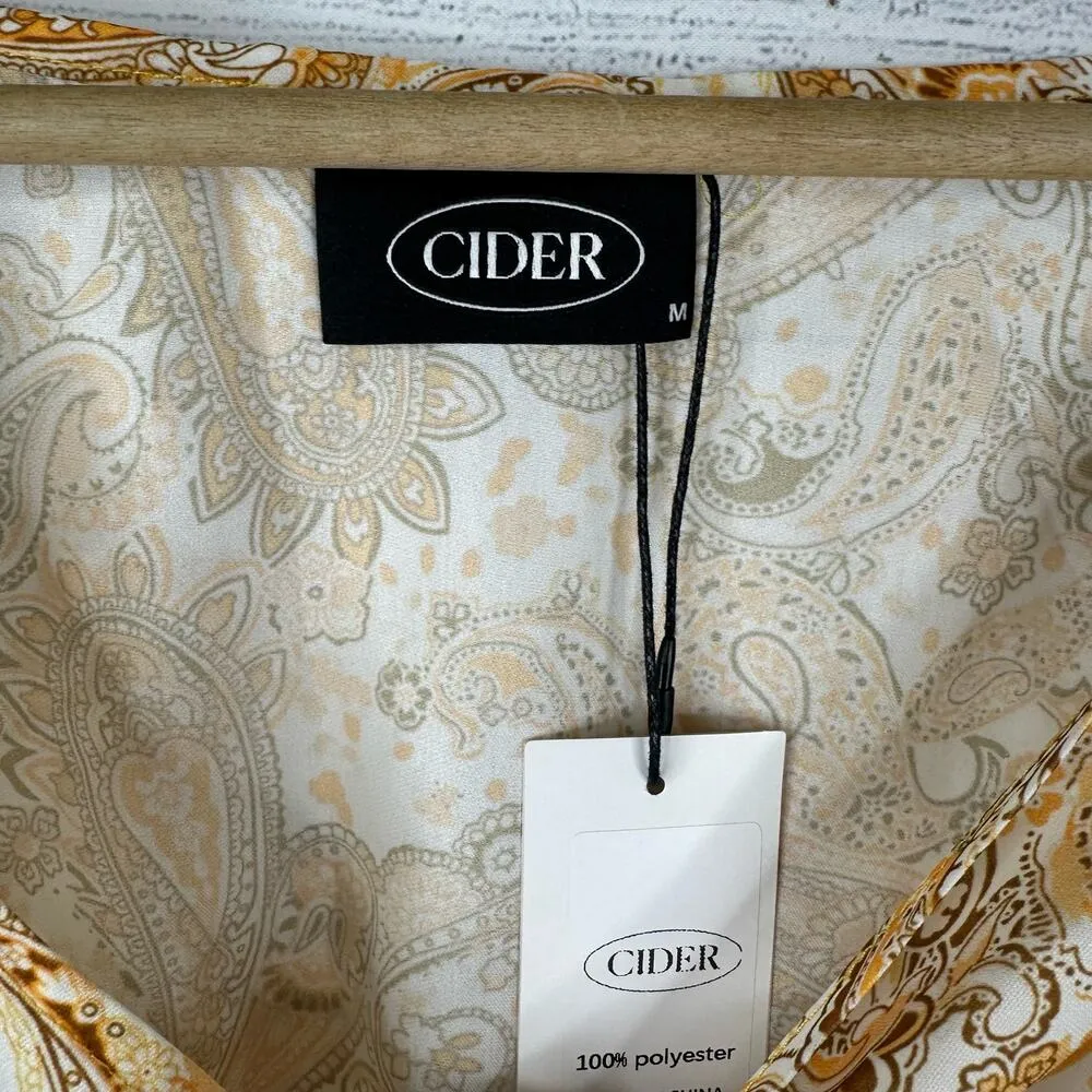 Cider Womens Medium Free Spirit Bell Sleeve Tie Front Top Retro Hippie Festival - Image 9