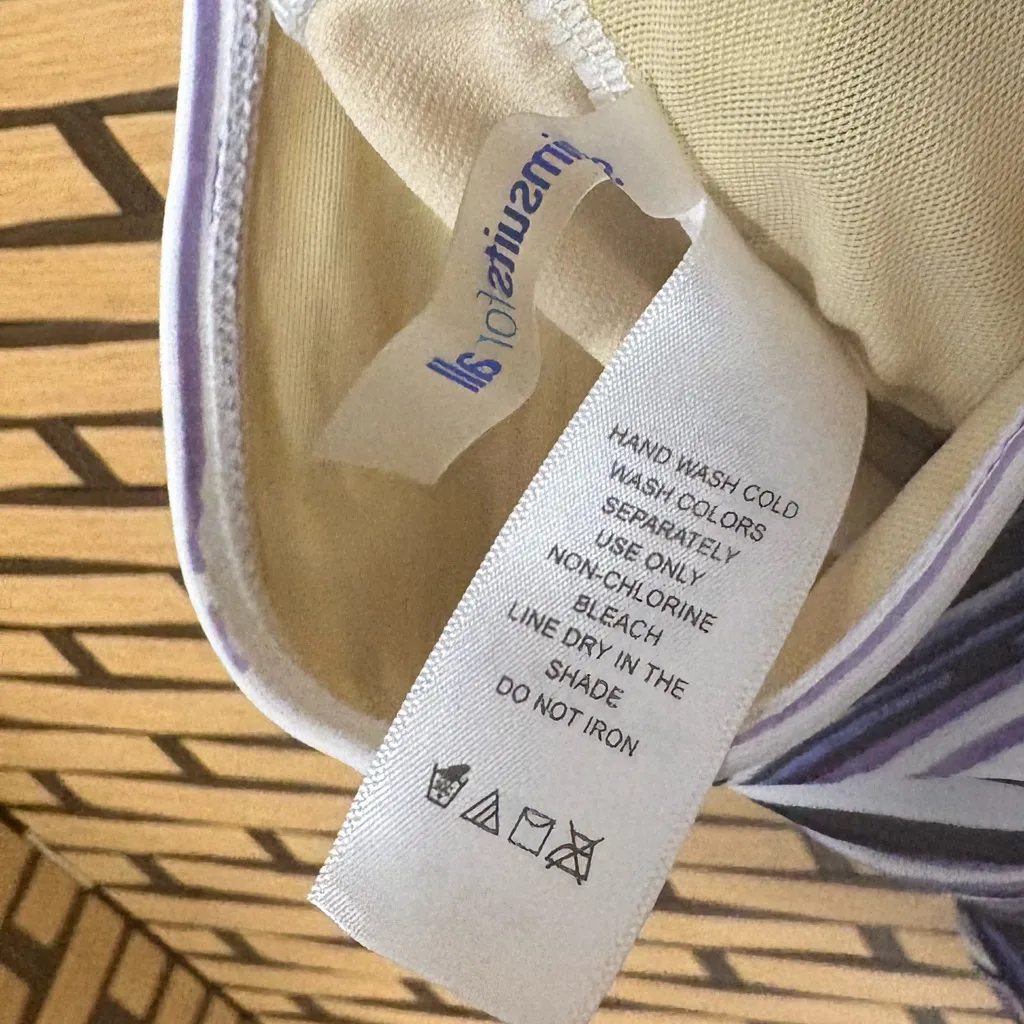 Swimsuits For All Purple And Blue Stripe‎ One Piece Halter Swimsuit Size 16 - Image 7