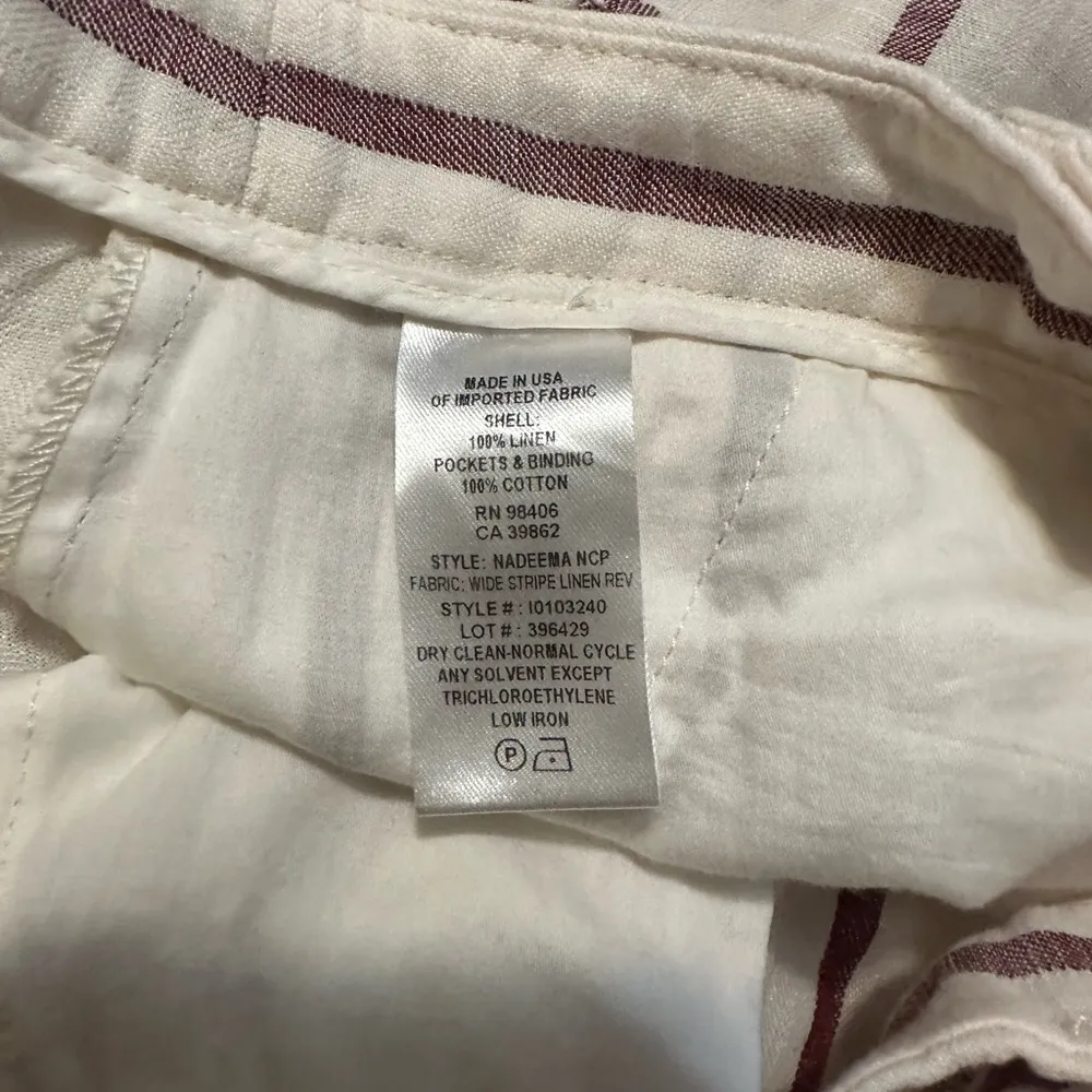 Theory Nadeema Linen Stripe Pants Size 10 - Image 5