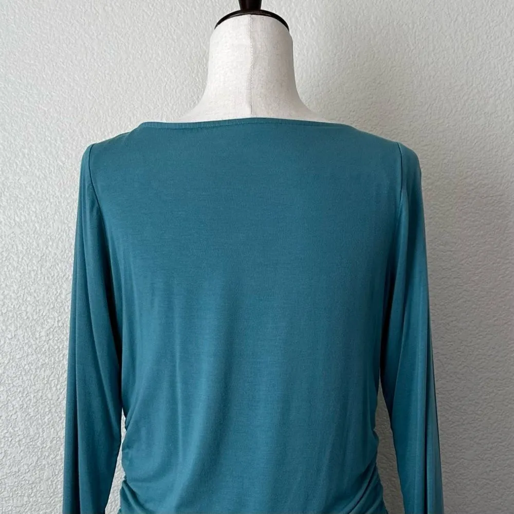 Soft Surroundings Teal Cinched Side Long Sleeves Top - Image 8