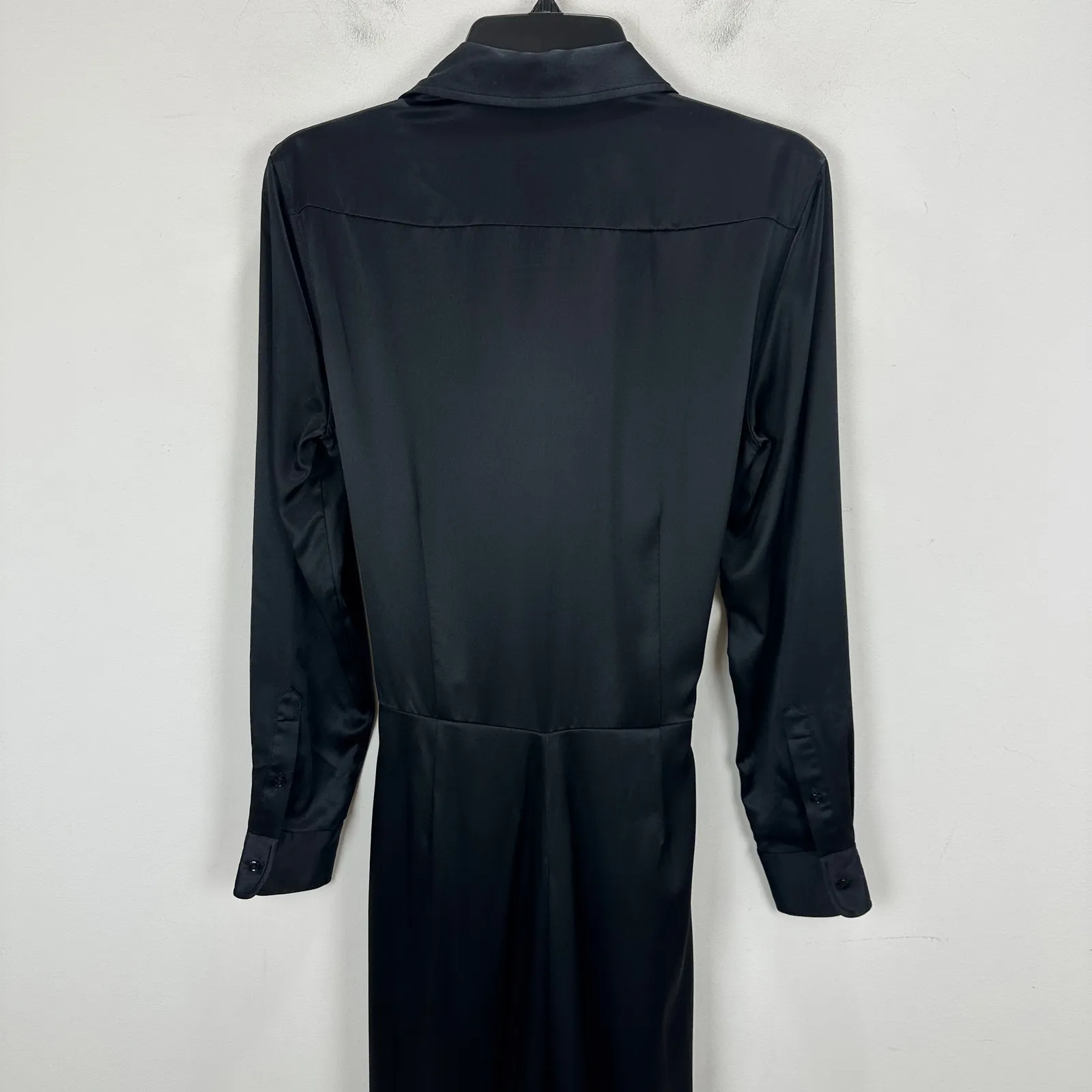 Polo Ralph Lauren Alai Silk Wrap Jumpsuit Long Sleeve Formal Evening Black US 4 - Image 8