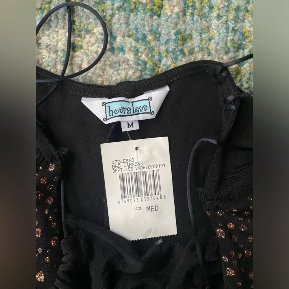 NWT vintage 90s Y2K black ombré glitter strappy midi dress, size medium - Image 4