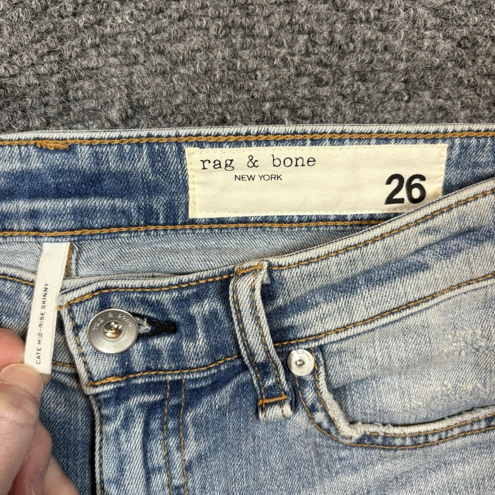 Rag & Bone Light Blue Wash Ankle Skinny Cropped Jeans Womens 26 - Image 6