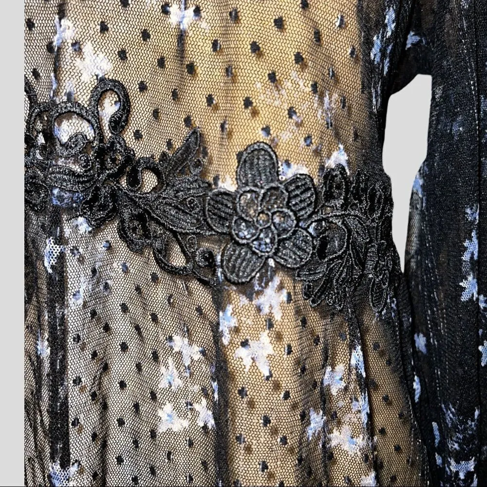 Style and company sheer black lace long ruffled sleeves top cute design! - Image 4