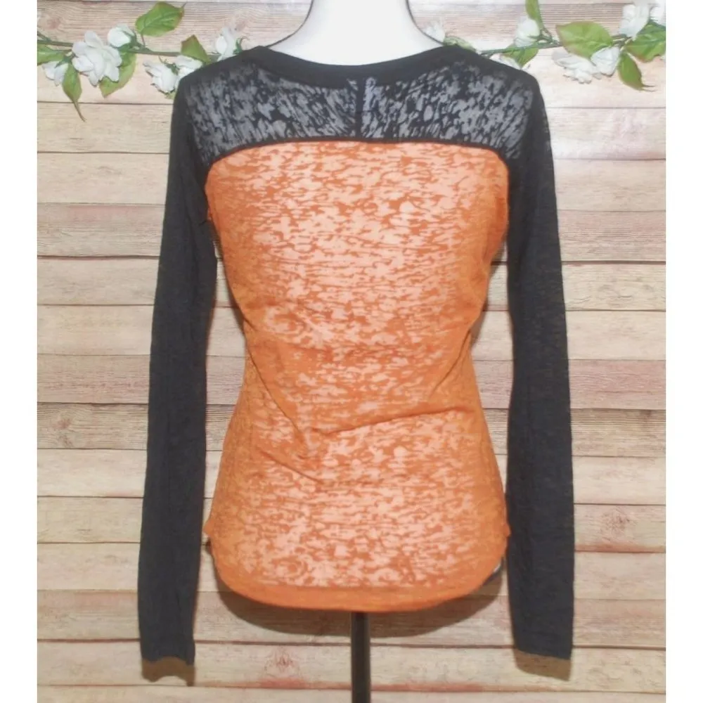 G3 For Her Ladies Texas Longhorns 83 Burn Out Tee Shirt Top Size S Long Sleeve Orange - Image 6