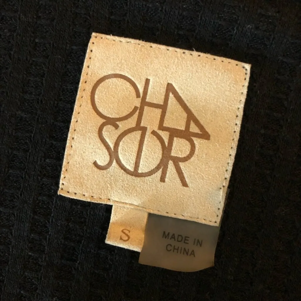 Chaser Womens Thermal Henley Sweater Top Black Long Sleeve Button Cuff Ribbed S - Image 6