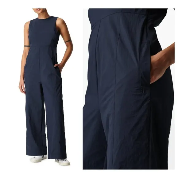 SWEATY BETTY Air Flow Wide Leg Jumpsuit In Navy Blue (S) - Image 2