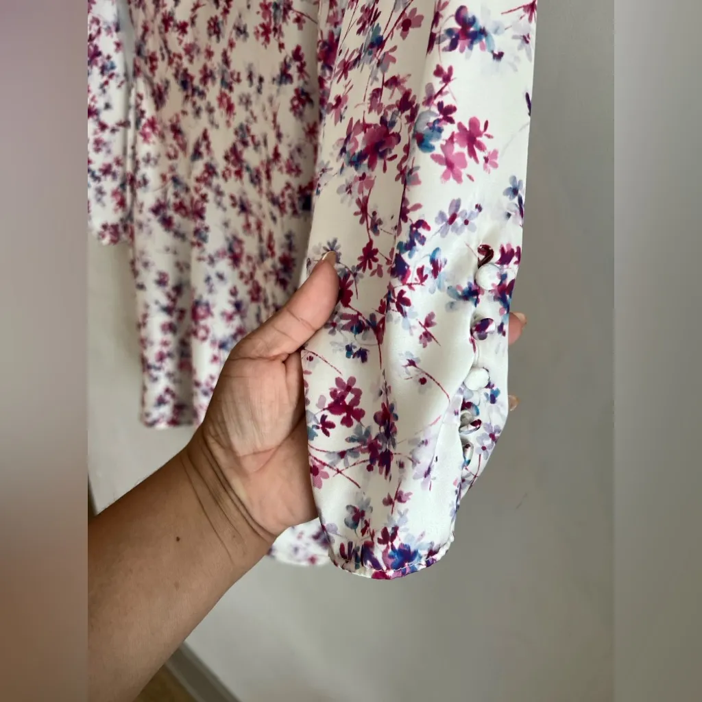 ZARA Floral Mini Dress Size S Long Sleeve Button Cuff V-Neck Fit & Flare NWT - Image 4