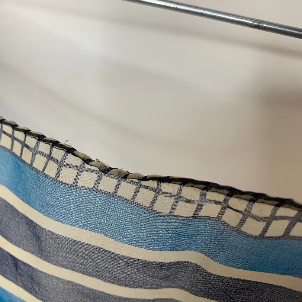 Checkered Plaid Scarf Turquoise Brown Square 20.5" - Image 3