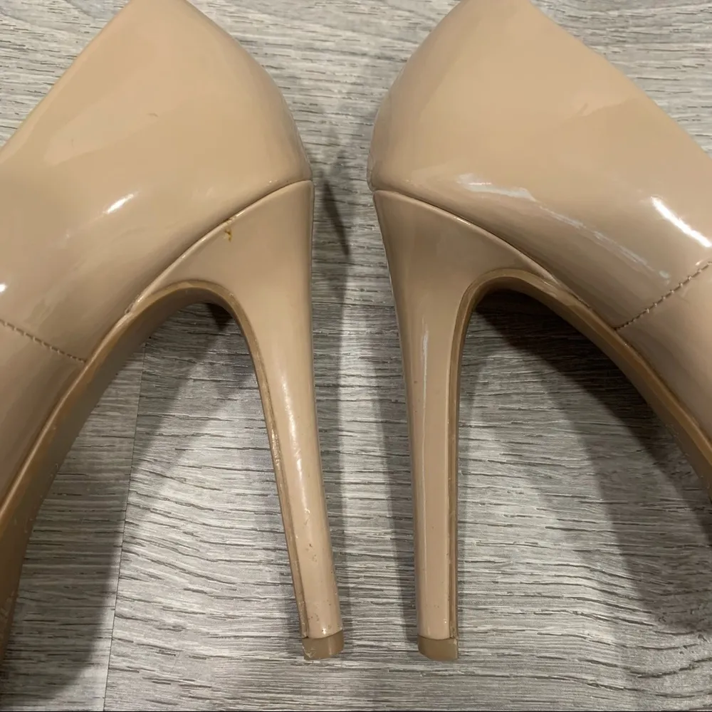 Chinese Laudry Beige High Stilleto Heel Shoes 5 Inch Heel - Image 4