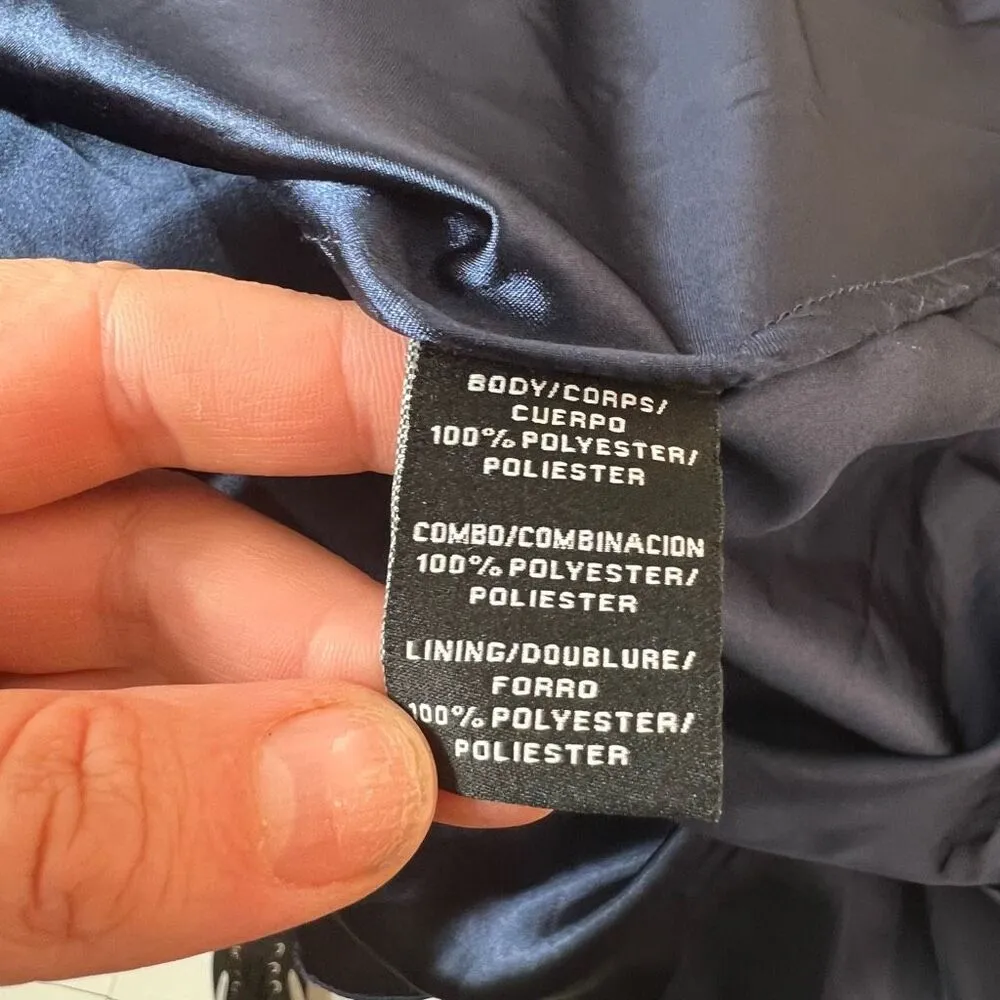 Monique Lhuillier Blue Pleated Surplice Neck Sleeveless Bridesmaid Gown Sz 2 - Image 9