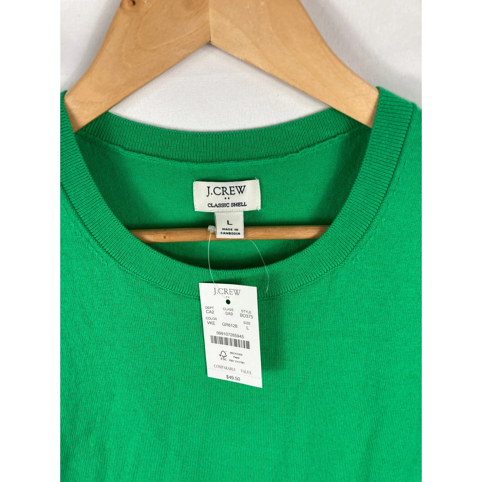 J Crew Classic Shell Green Knit Tank Size Large - Image 2