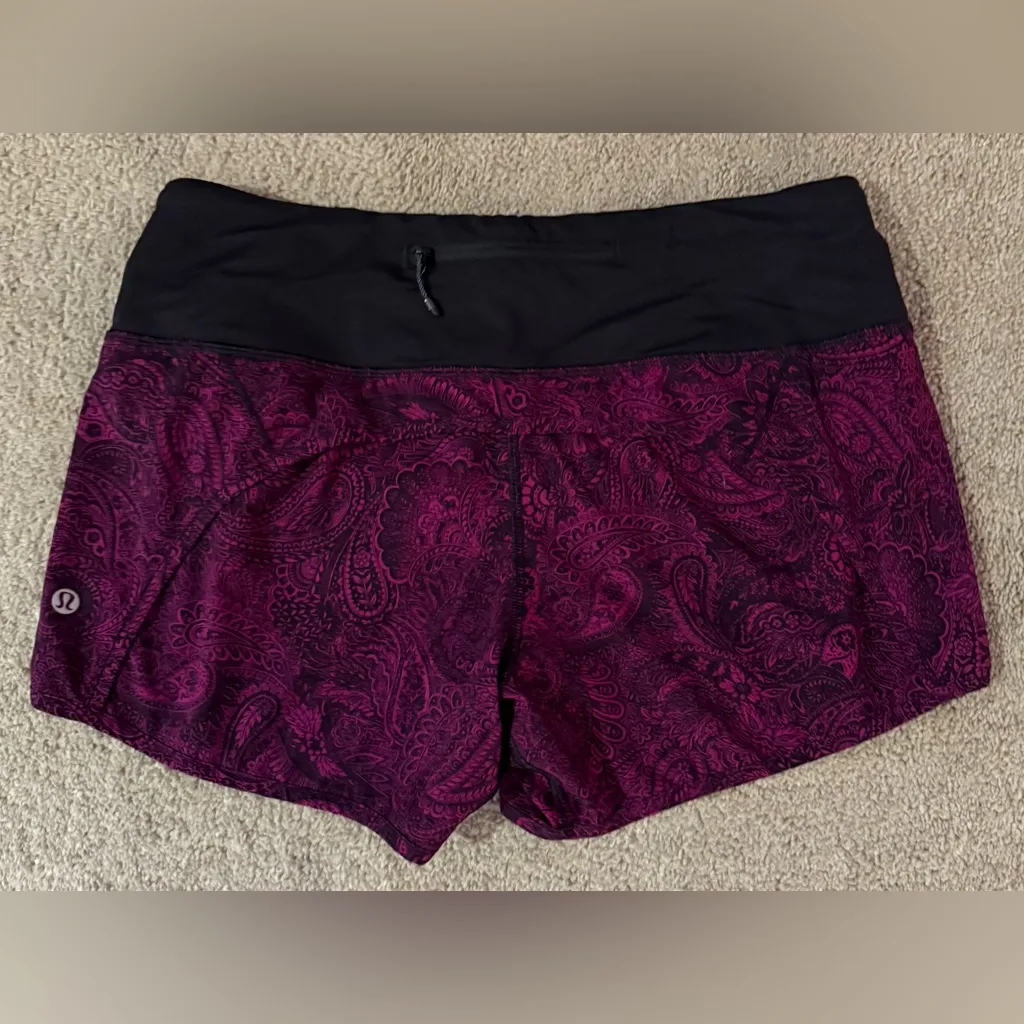 Lululemon Run Times Short 4” Size 6 Mini Antique Paisley Deep Fuschia 2016 - Image 7