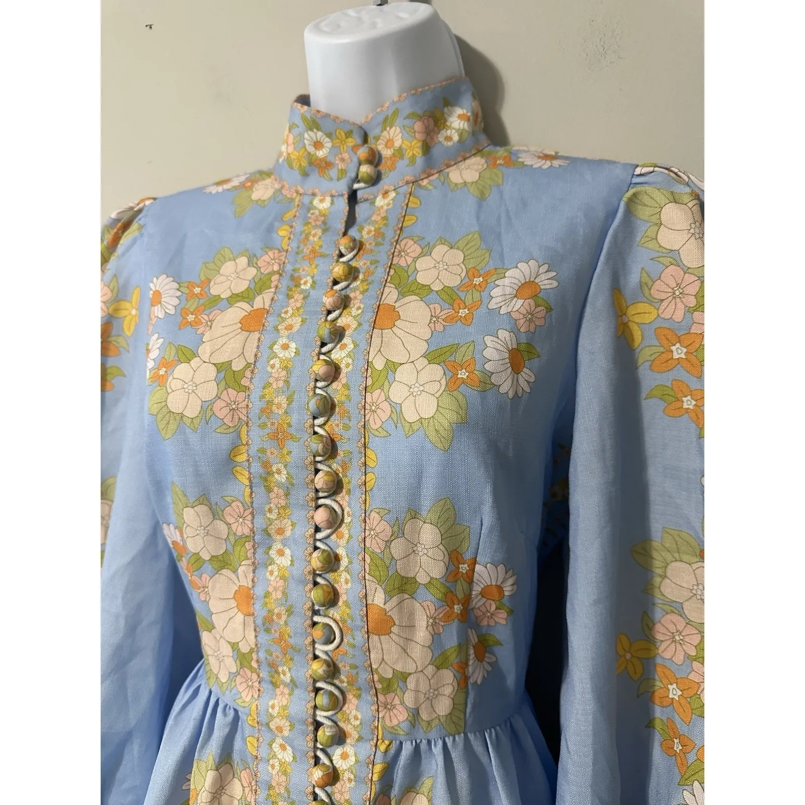 Beulah Tuckernuck Leila Floral Mini Button Down Dress Puff Sleeve Size S READ - Image 4