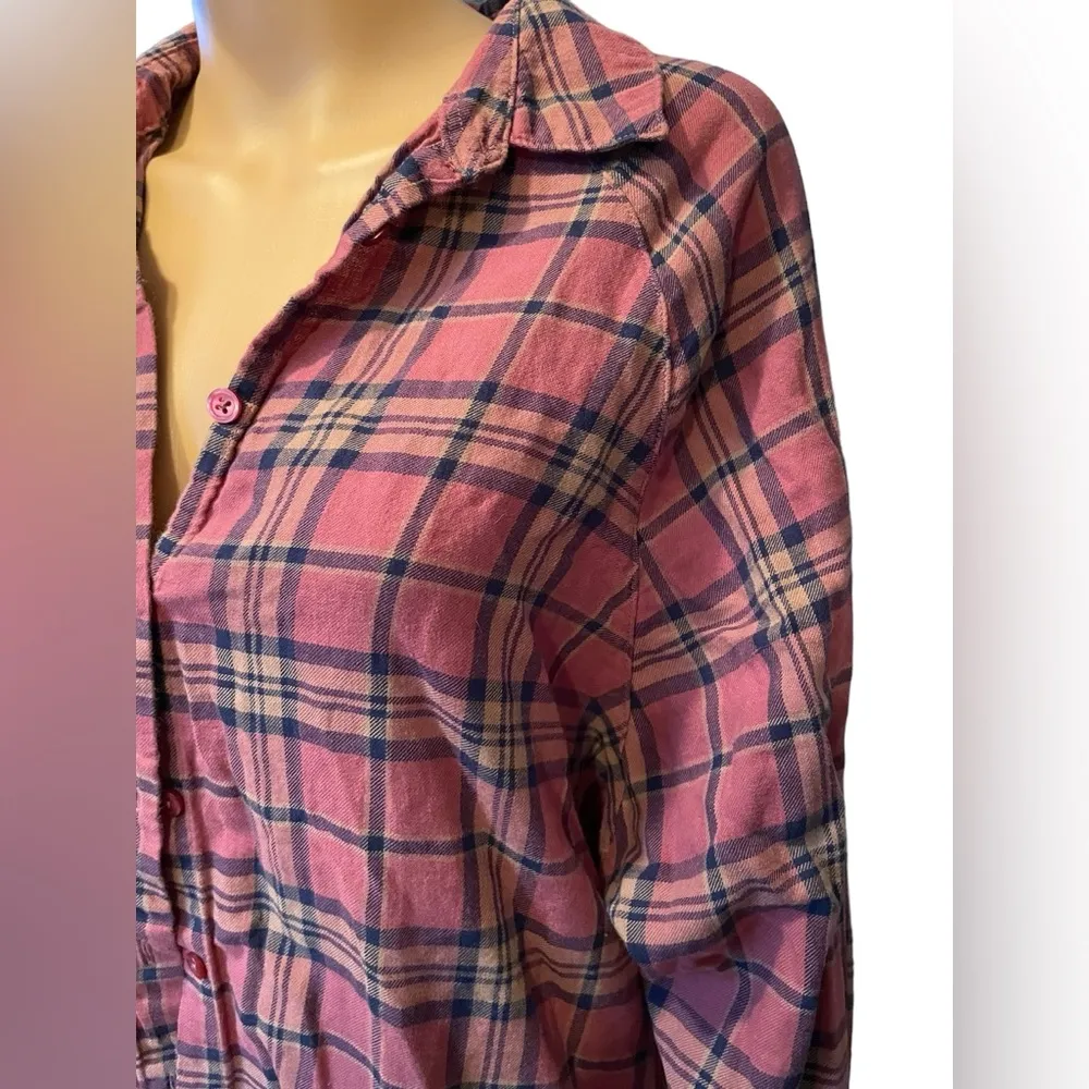 ASOS Purple Plaid Tartan Flannel Button Up Long Sleeve Grunge Classic Punk Shirt - Image 2