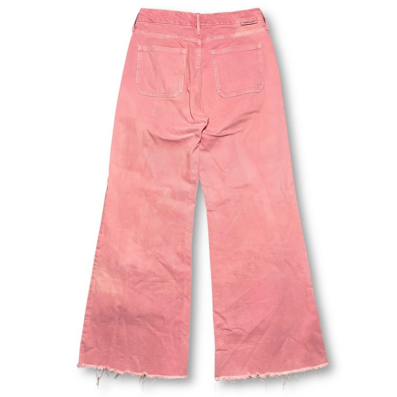 MOTHER Patch Pocket Roller Fray Wash Mauve Glow Wide Leg Jeans Women's 27 Pink - Image 2
