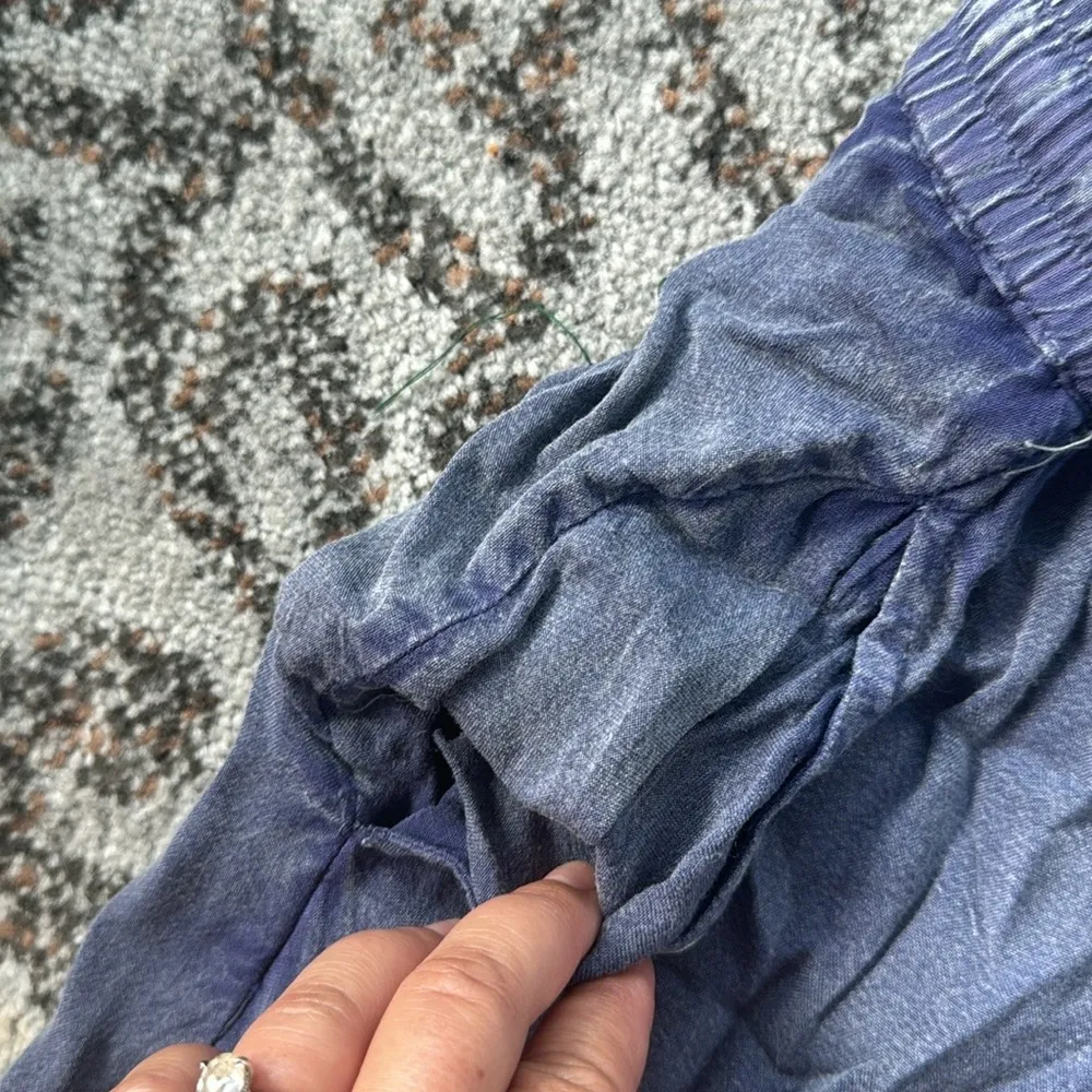 Vintage Scenes 4 Teens Embroidered Denim Elastic Waistband Pants Blue 1X - Image 3