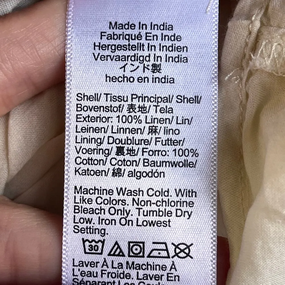 J.Crew Palermo Smocked Waist Mini Dress 100% Linen Size MT - Image 12