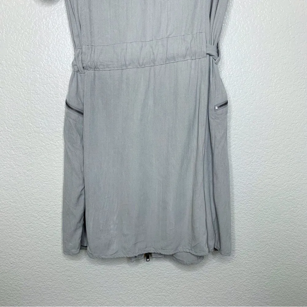 INC International Concepts 100% Silk Size 14 Zip Up Gray Shirt Dress - Image 7