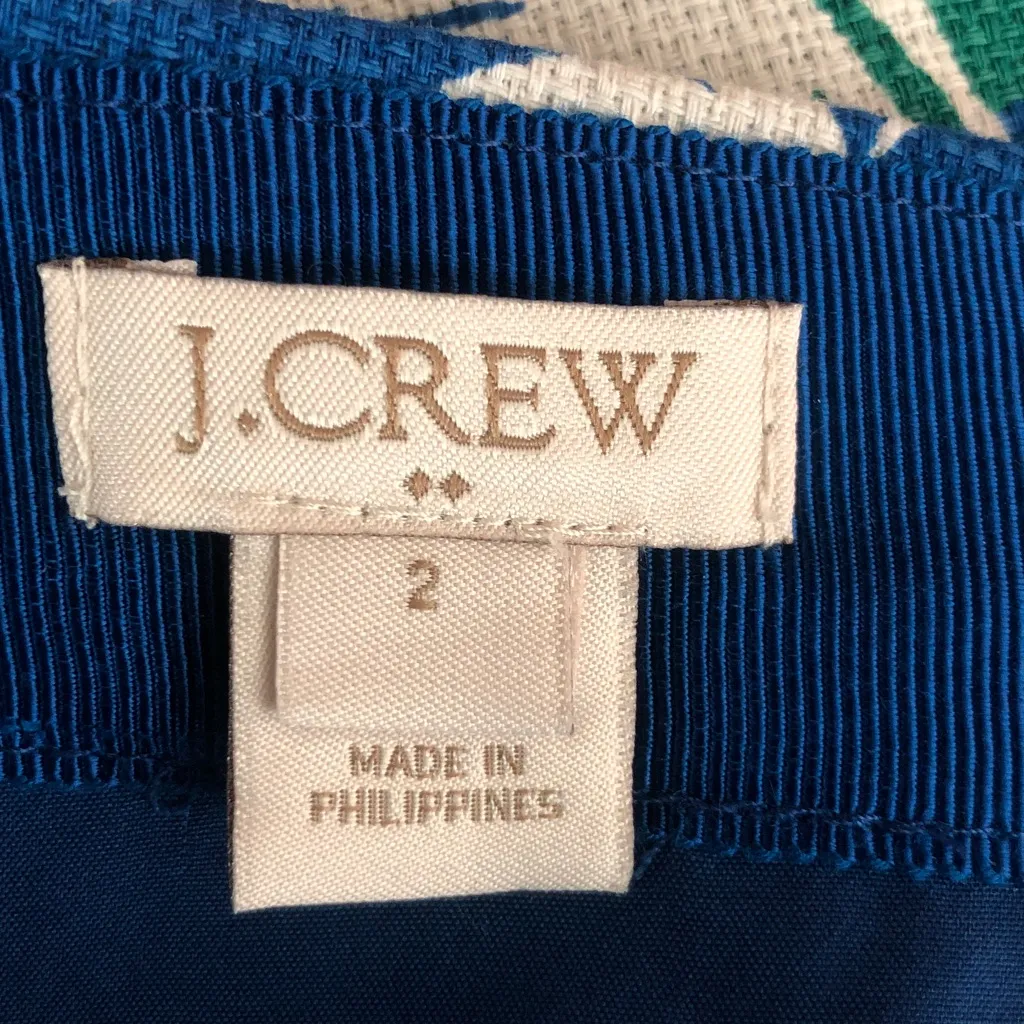 J. Crew size 2 Floral The Basketweave Pencil Skirt Blue Red Print - Image 5