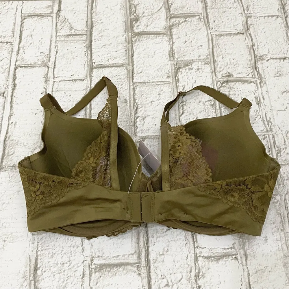 SAVAGE X FENTY Army Olive Green Floral Lace Convertible T Shirt Bra 34DD - Image 8