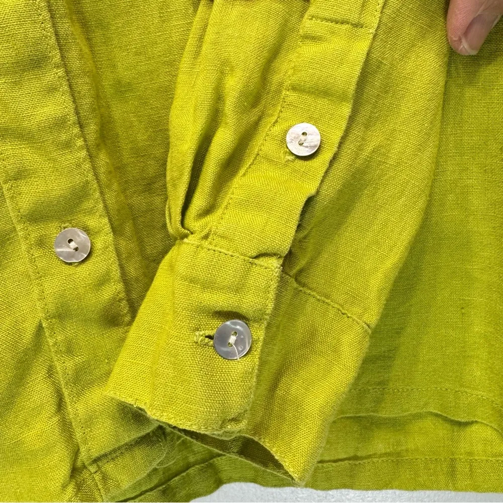 Lino by Chico’s Lime Green 100% Linen Button Front Long Sleeve Tunic 1/Medium - Image 3