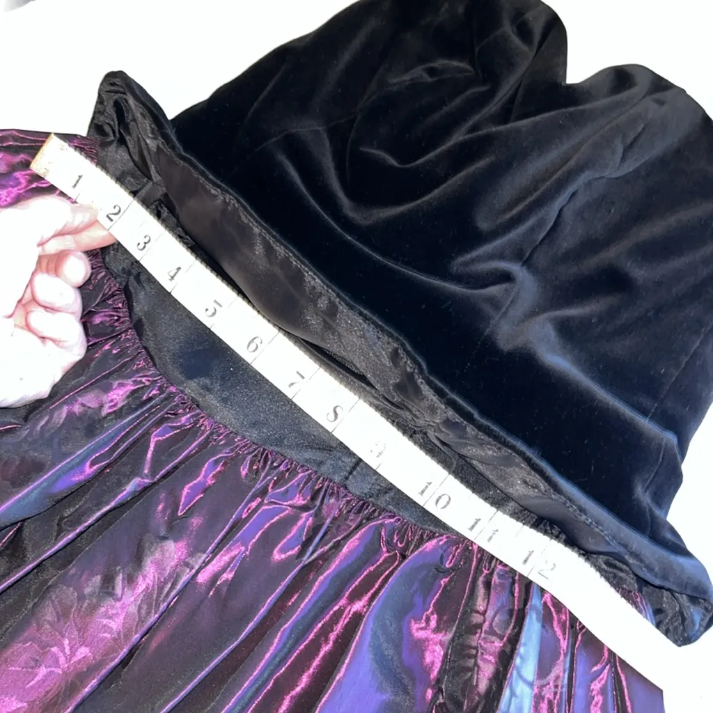 Vintage 80s Laura Ashley Strapless Velvet Purple Ball Gown - Image 11