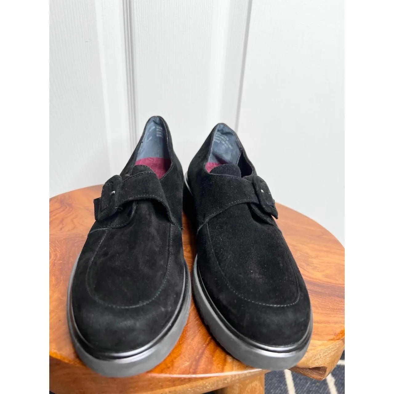 Munrow Black Suede Buckle Detail Chunky Sole Slip On Loafers Size 7 N - Image 4