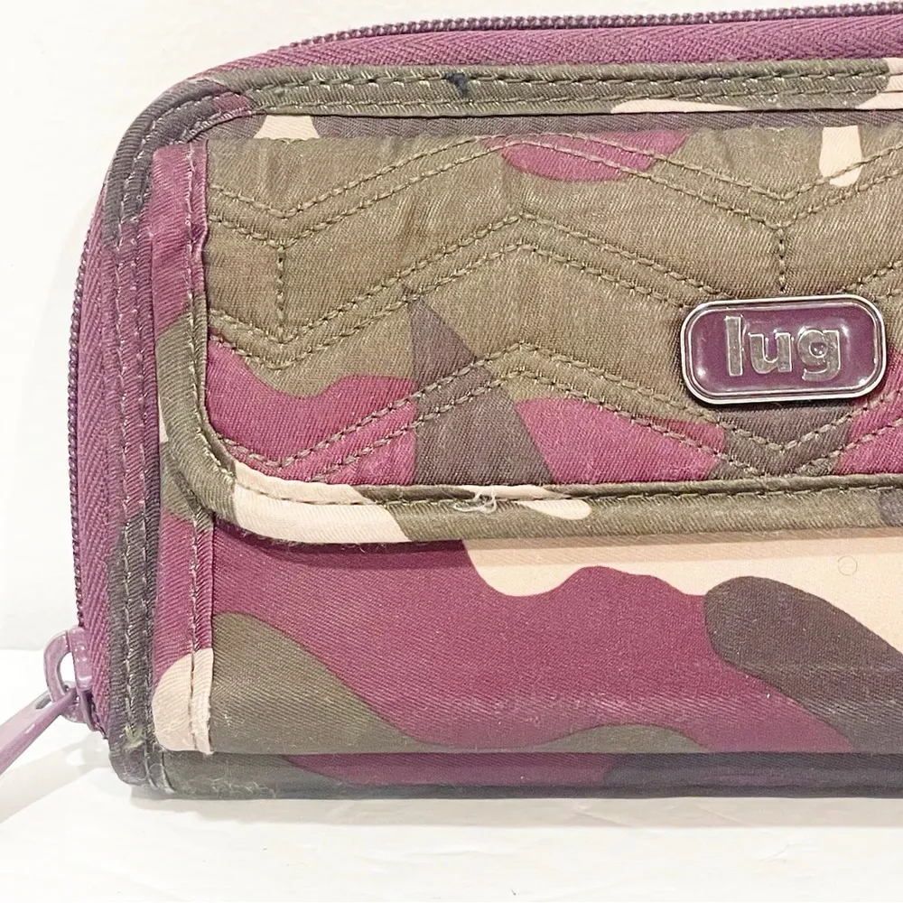 Lug Purple Green Camouflage Multi Pocket Full Zip Wallet - Image 2