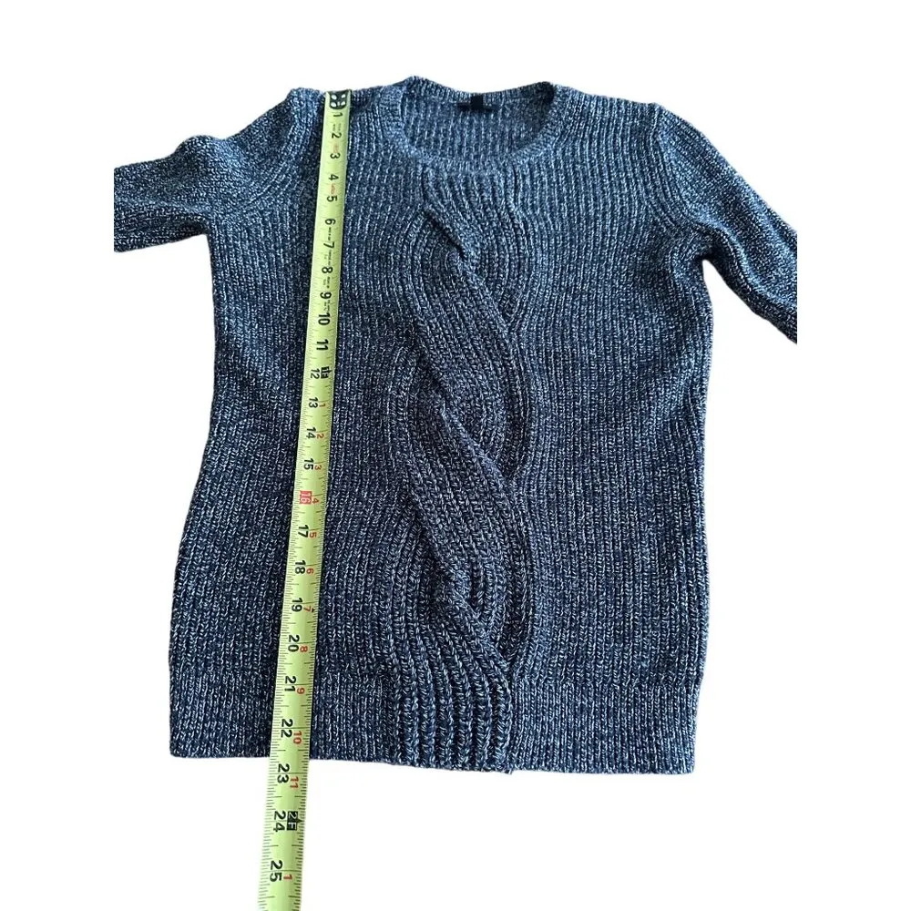 Talbots Petite Cable Twist Knit Sweater Long Sleeve Ribbed Gray Size P - Image 6