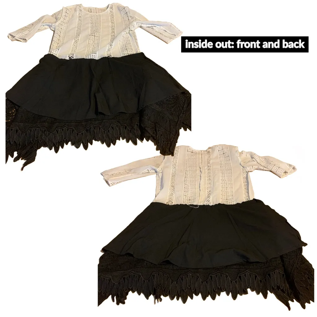 ENDLESS ROSE BLACK & WHITE COLOR CONTRAST BLOCK LACE DRESS (M) - Image 10