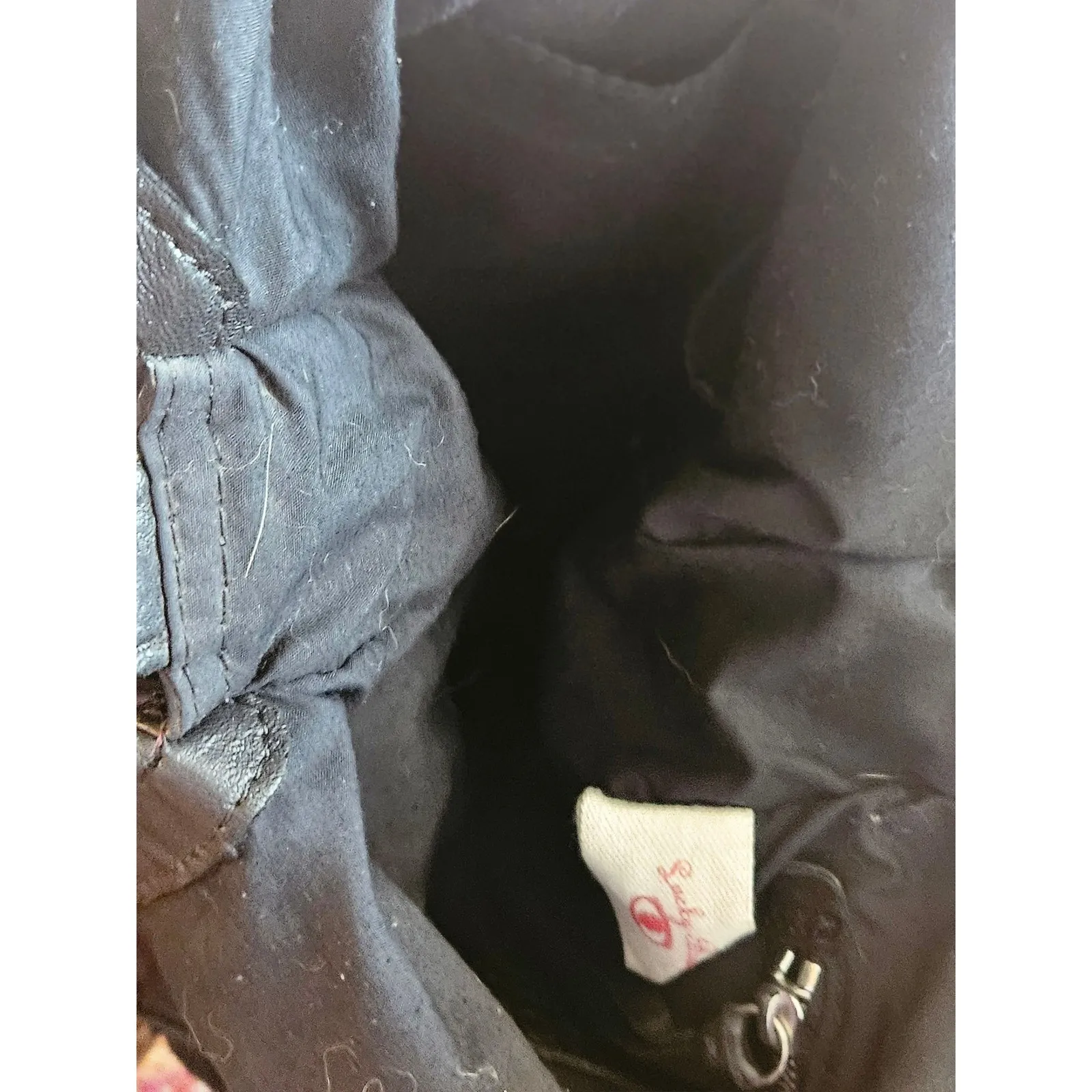 Lucky‎ Brand Black Leather Tote Shoulder Bag Purse Zipper Accent - Image 5