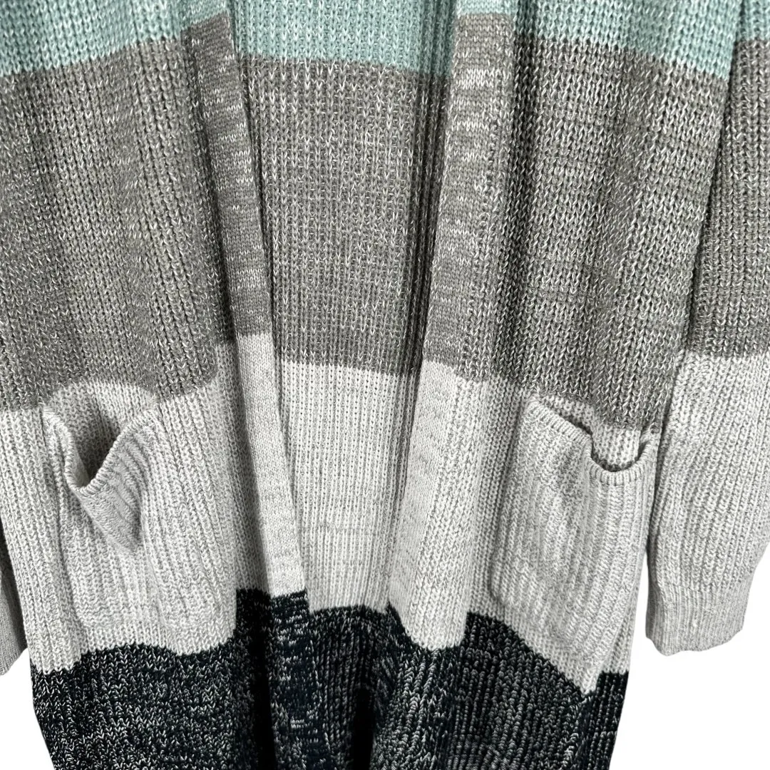 Nine West Pink Blue Gray Black Colorblock Cardigan Size XL - Image 4