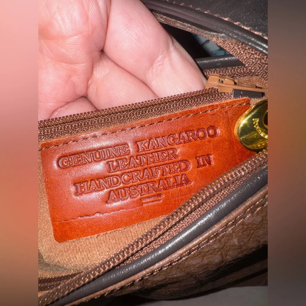 Vintage Boomerang Kangaroo Leather Shoulder Bag Brown Handcrafted Australia - Image 8