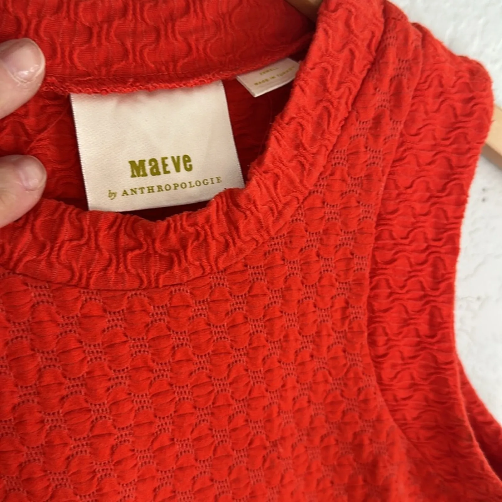 Anthropologie Maeve Orange Tank Top Knit Textured XS Bright Preppy Fall - Image 4