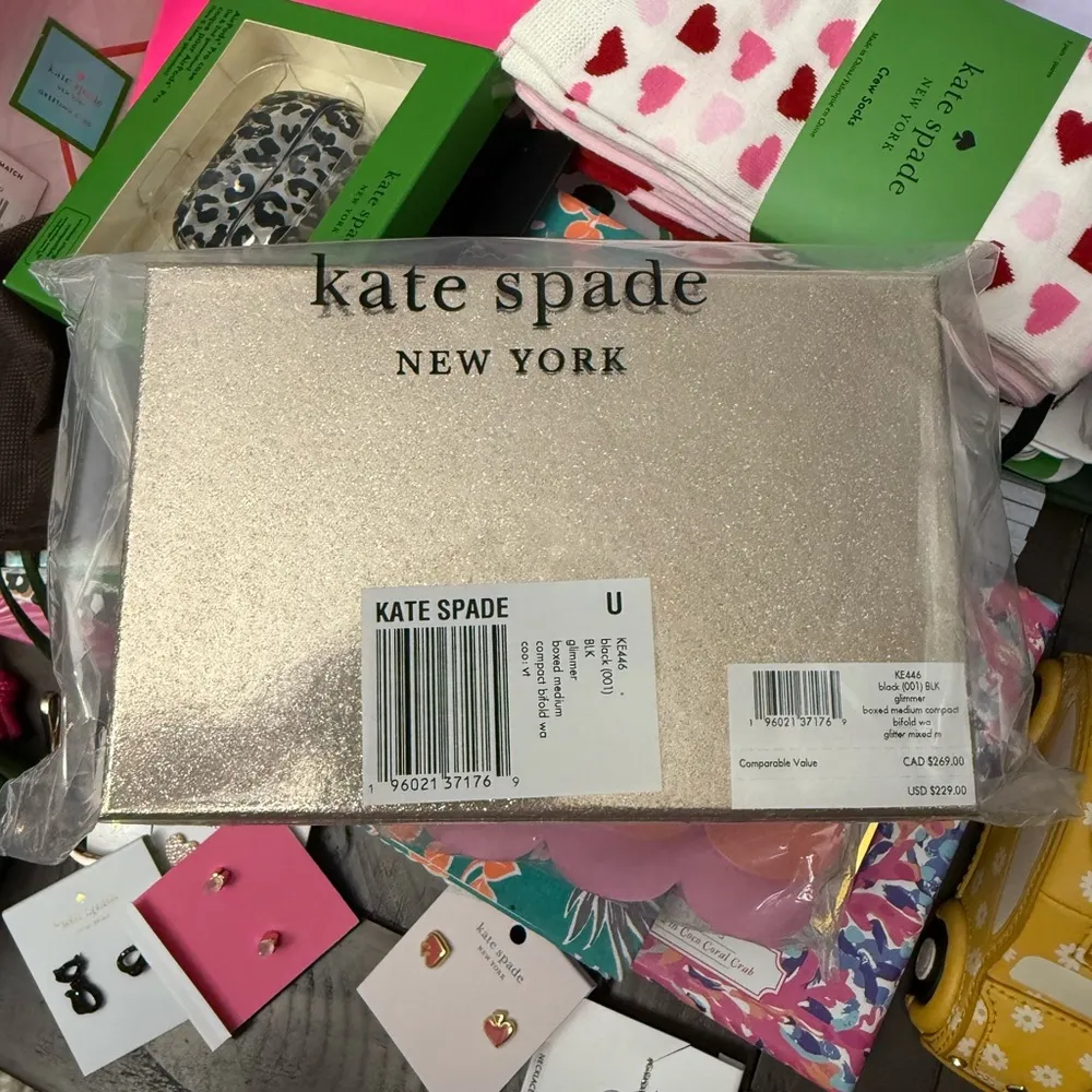 Kate Spade Glimmer Glitter Medium Compact Bifold Wallet NWT in Box - Image 6